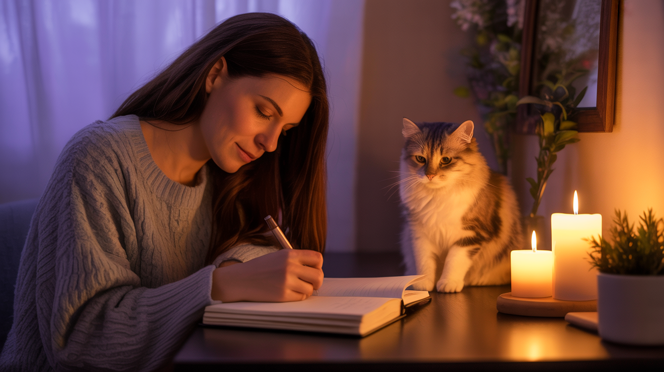 Tessa writing in her journal